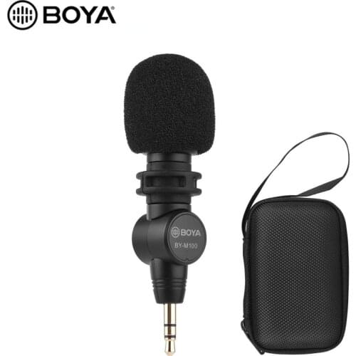 BOYA BY-M100 Mini Omnidirectional Condenser Microphone 3.5mm TRS Connector with Foam Windshield for DSLR SLR Camcorder Mic