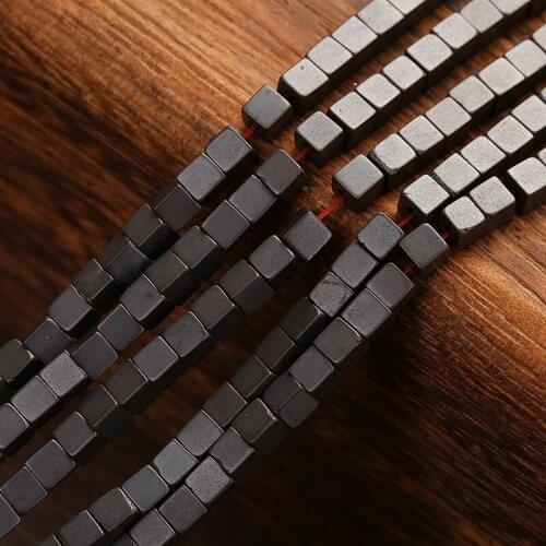 Hematite Square Loose Beads 15" Cube Square Loose Spacer For DIY Jewelry making