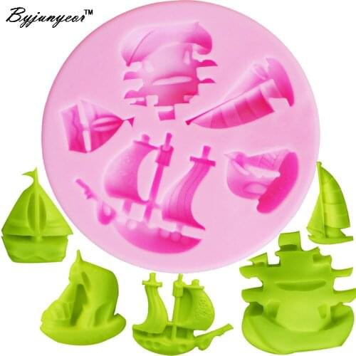 Byjunyeor F1007 Sailing Boat Epoxy UV Resin Silicone Mold Fondant 3D Cupcake Jelly Candy Chocolate Decoration Baking Tool Moulds
