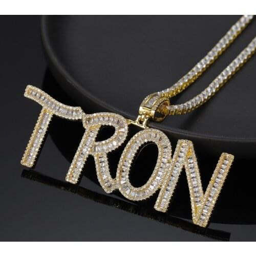 Custom Name Necklace Personalized Baguette Letters Pendant Charm AAAA Zirconia Men Hip Hop Necklace Rock Jewelry Iced Out Chain