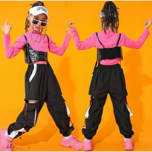 Kids Cool Hip Hop Clothing Crop Tops Sweatshirt Streetwear Pants For Girls Concert Outfits Jazz Dance Costume Clothes