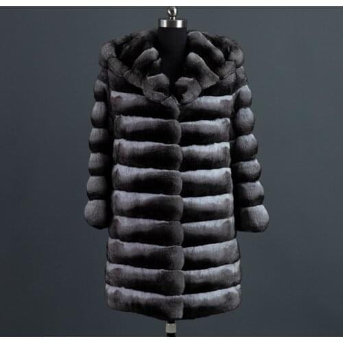 Long Hooded Jacket Women Winter Real Rex Rabbit Fur Coat High-Quality Warm Fashion Outerwear