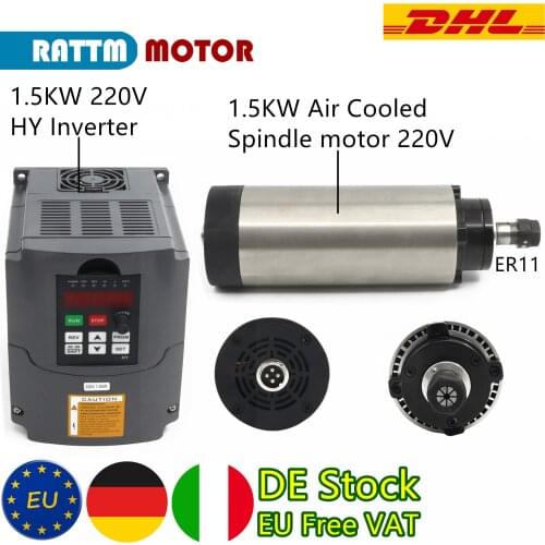 『EU Free Delivery』1.5KW 220V Air Cooling Spindle Motor ER11 24000RPM 8A & 1.5KW HY VFD Inverter for CNC Engraving Router Machine