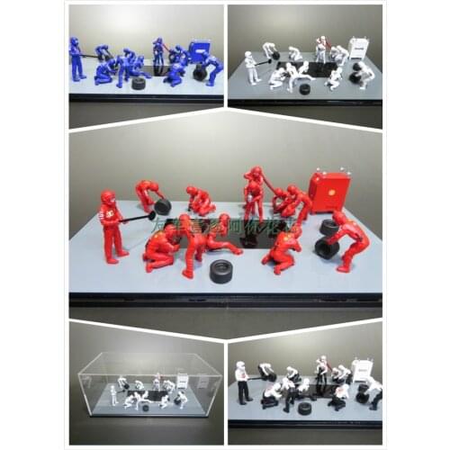 1:43 Scene F1 action figure 1 equation car pit refueling tire change action figure model sandtable display box