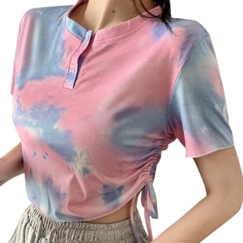 Tie-dye Short-sleeved T-shirt Summer Korean Fashion Casual Short Round Neck Short-sleeved Tee Top