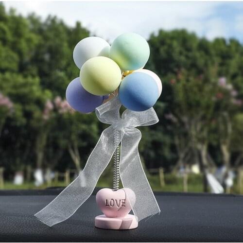 Nodding Balloon Car Dashboard Toys Spring Shaking Head Doll Bobblehead Pink Car Accessory For Girls Decoration On Car Ornaments