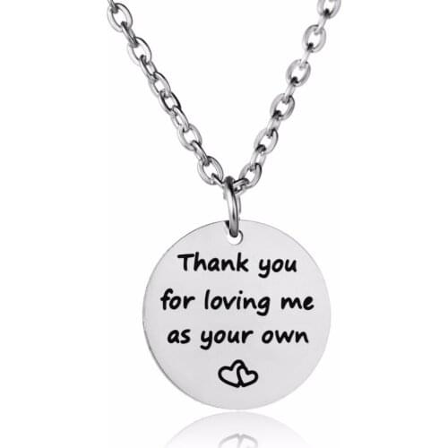 Stainless Steel Thank You For Loving Me As You Own Love Heart Pendants Stepmom Adoptive Mother Foster Mom Necklace Family Gifts