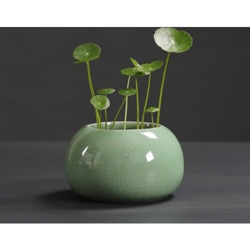 1pc Ceramic Hydroponic Small Flowerpot Non-Hole Flower Pot Green Plant Container Desktop Flower Holder Home Decoration