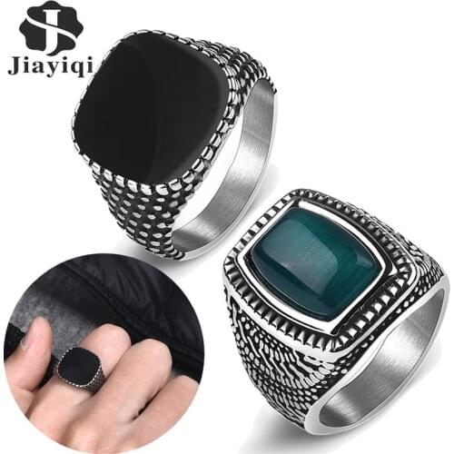 Retro Men Ring Titanium Steel Simple Black Punctiform Geometric Finger Rings for Male Fashion Waterproof Jewelry Gift for Him