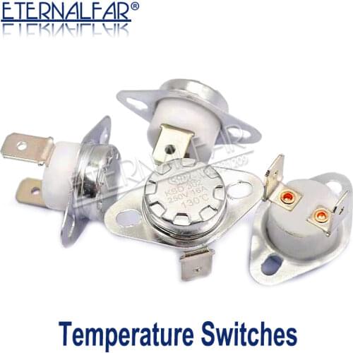 KSD301 KSD302 16A 45 65 75 97 150 C Degrees Ceramics Bent foot Thermostat Normally Closed Temperature Switch Temperature Control