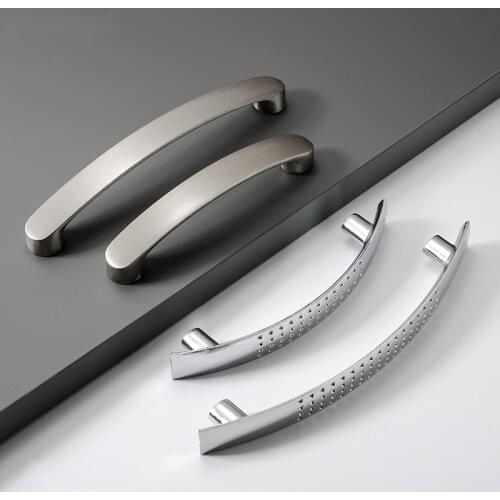 Aluminum Alloy Kitchen Door Handles Cabinet Handles Drawer Knobs Wardrobe Door Handles Brushed Modern Style Hardware
