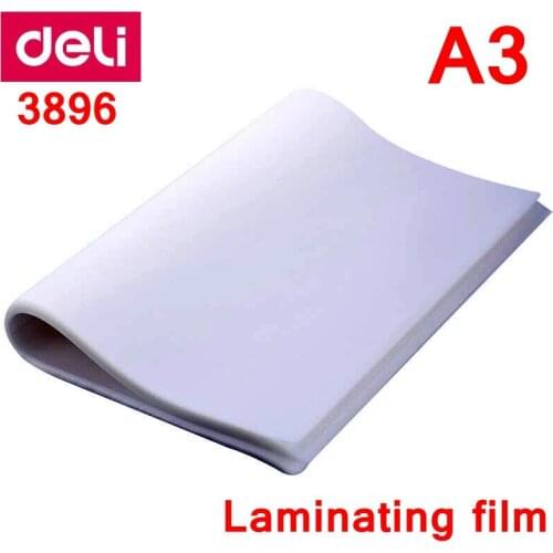 50PCS/lot Deli 3896 hot pouch laminator film A3(303x426mm) size 80 mic photo documents PET thermal laminating pouch film