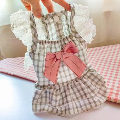 Summer Cat Dog Dress Hat Outdoor Pet Costume Lace Dog Clothes Skirt Chihuahua Yorkshire Pomeranian Puppy Clothing XS