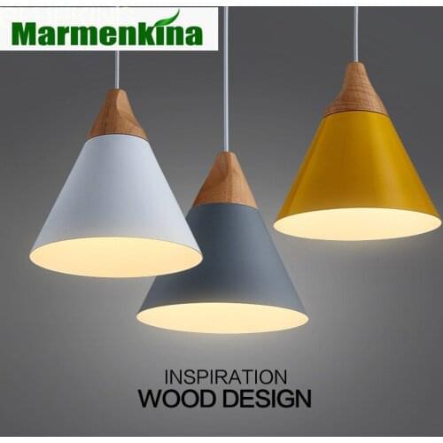 Marmenkina Pendant Lights Dining Room Pendant Lamps Modern Colorful Restaurant Bedroom Lighting Iron+Solid Wood E27 AC110-240V