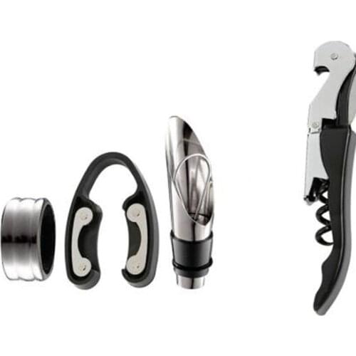 Wine Opener Kit Set Including 5 Pcs Tool Stainless Steel Wine Opener Kit Pourer Wine Ring Wine Decanter Bottle Opener Cutter