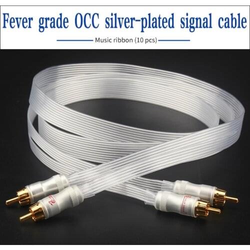 Pair OCC Silver Plated HiFi RCA Audio Signal Cable Amplifier Decoder Line