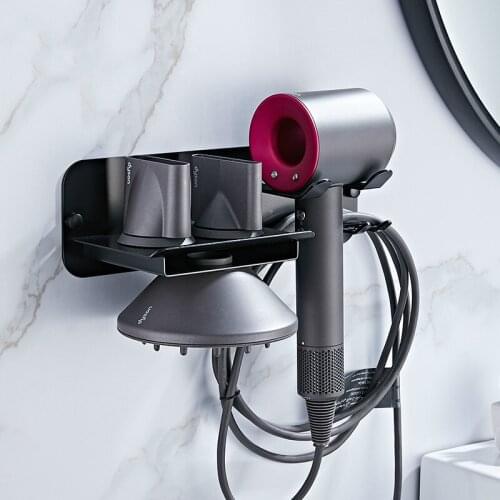 Hairdryer Shelf Black Wall Mount Hairdryer Holder Storage Rack Bathroom Shelf Supersonic Hair Dryer Drier Organize WY72214