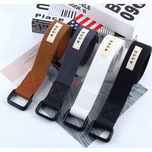 Korean Style Simple Casual Canvas Belts Unisex Double Ring Buckle Belt Fashion Belt 28GD