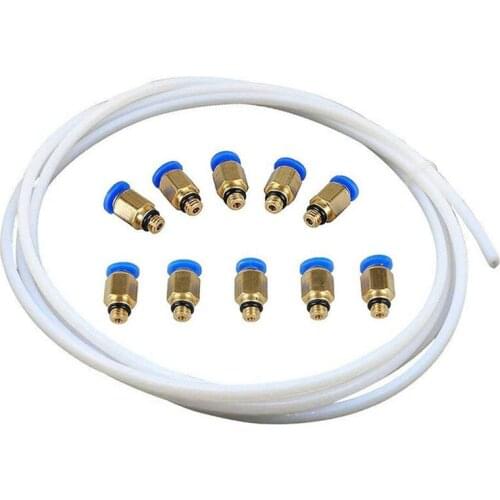 10 Pcs PC4-M6 Male Straight Pneumatic PEFE Tube Push Fitting Connector Quick Fittings, And 2 Meters PTFE PTFE Bowden Tube (4.0mm