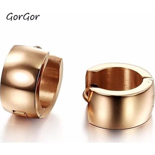 GorGor Jewelry Exquisite Gift Girlfriend New Titanium Steel Dress Ladies Rose-plated Gold Smooth Women Elegant Earrings 251