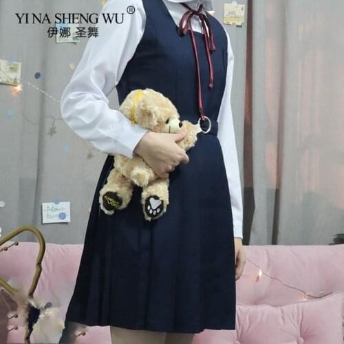 School Girl Uniform Japanese Sailor School Uniform Skirt Sexy JK Uniforms Long-Sleeved Shirt Pleated Suspender Dress for Woman