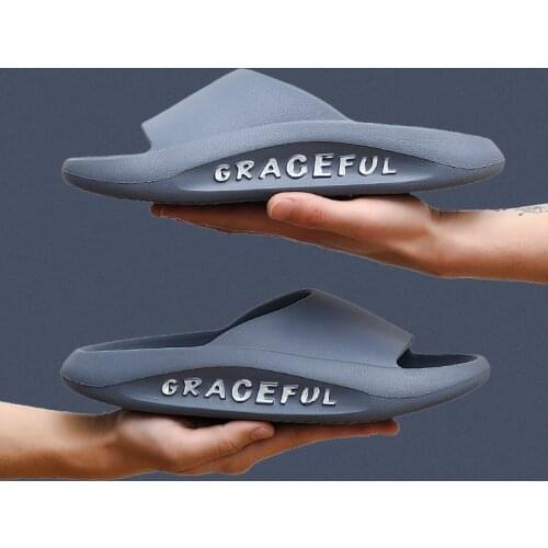 Summer Outdoor Mens Slippers Alphabet Non-slip Slides Women Bathroom Ladies Flip Flops Beach Sandals Thick Platform Flat Shoes