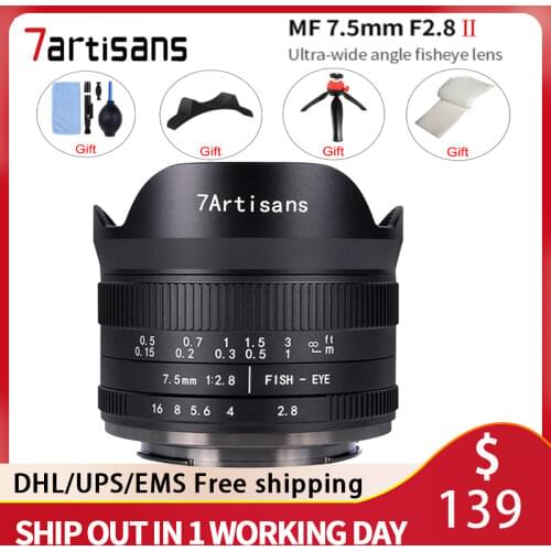 7artisans 7.5mm f2.8 fisheye lens 180 APS-C Manual Fixed Lens For E Mount Canon EOS-M Mount Fuji FX Mount Hot Sale Free Shipping
