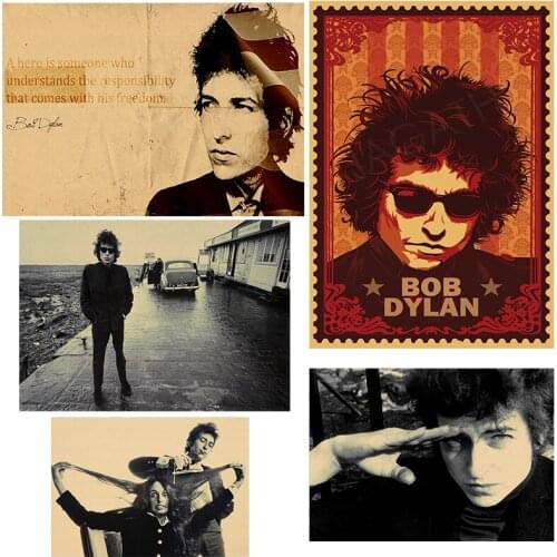 Vintage Poster Bob Dylan kraft paper poster decorative painting folk poet bar wall paintings retro poster 30x21cm