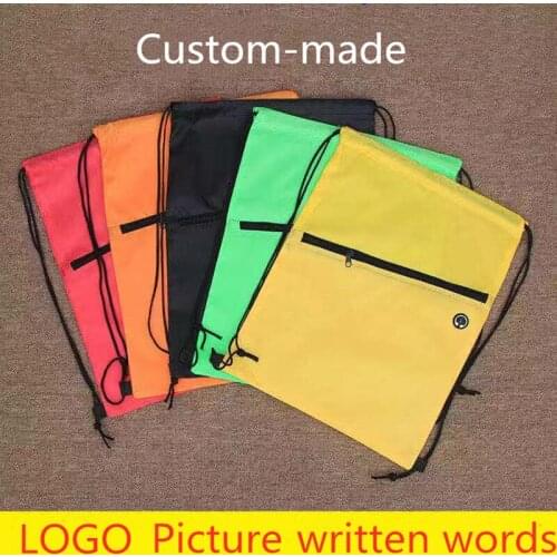 Waterproof Zipper Gym Sport Fitness Bag Foldable Backpack Drawstring Shop Pocket Hiking Camping Pouch Beach Swimming Bag