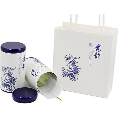 Xin Jia Yi Packaging Paper Boxes For Green Loose Tea Coffee Sugar White Cardboard with Metal Lid Cans
