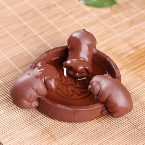 Yixing Three Little Pigs Drink Creative Clay Tea Ornaments Tea Set Ceramic Tea Utensil Tea Ceremony Tea Pet Mini TeaSet