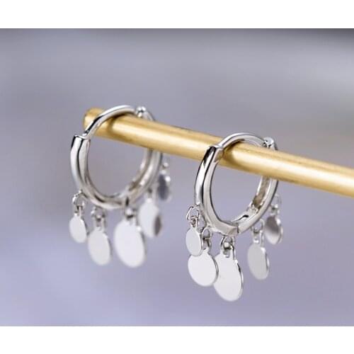 Ins Round Disc Tassel Earrings for Women 925 Sterling Silver Earrings Oorbellen Pendientes 2019 New Trendy