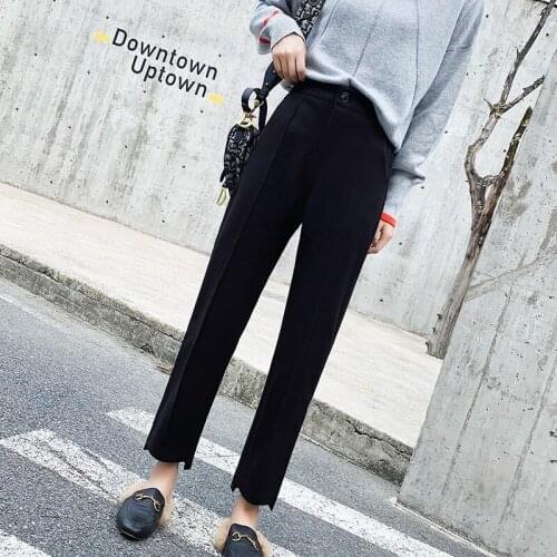 Women Woolen Pants Plus Size Warm Pencil Pants Female Femme Style High Waist Trousers Capris Winter Thicken