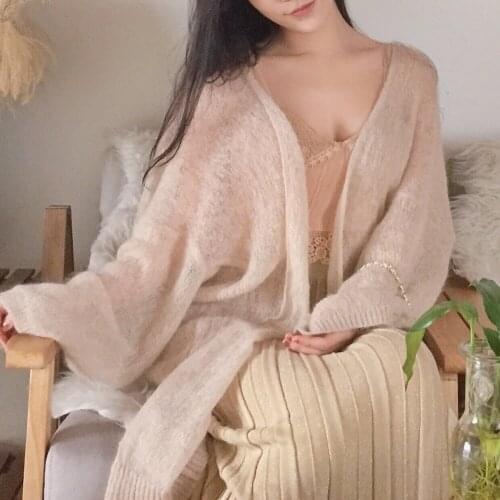 Fall 2020 New Women Lazy Casual Cardigan with Belt Loose Oversized Apricot Long Cardigan Autumn Knitwear Sweater Coat Sueter