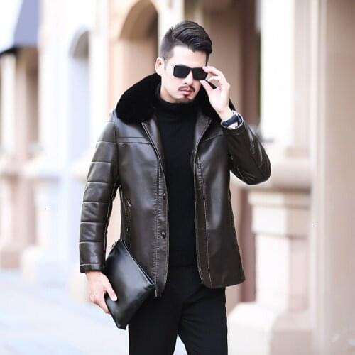 2021 Plus size sheepskin coat men genuine leather mens jacket High quality Raccoon fur collar locomotive leather jacket