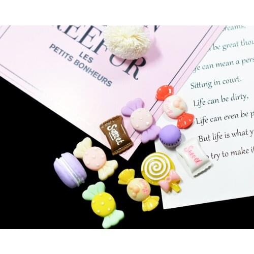 20x Resin Macarons Lollippop Candy Flatback Cabochons Embellishment Buttons