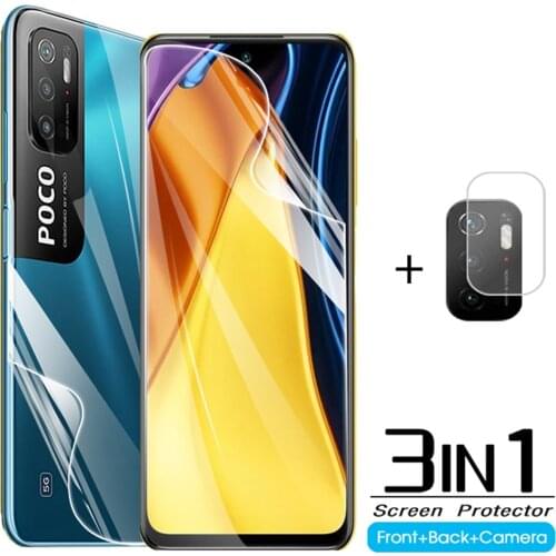 3in1 Hydrogel Film ON POCO M3 Pro 5G Front Back Protective Film 6.5” For xiaomi poco m3 pro m 3 3pro Phone Camera glass NFC