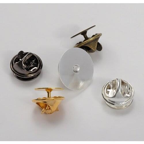 50set/lot Copper Butterfly Brooch Base 10/15mm Brooch Pins Badge Holder Accessories For Diy Jewelry Making Clothes Findings