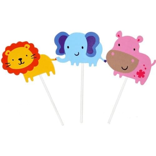 7pcs Animals Giraffe Lion monkey Decoration Cake Toppers for Childrens Day Party Baby Happy Birthday Supplies Lovely Gifts
