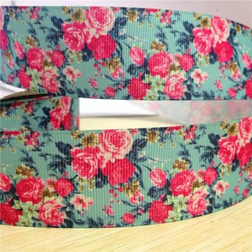 9 16 22 25 38 50 75 mm width flower Printed Grosgrain Ribbon or Satin Ribbon F072