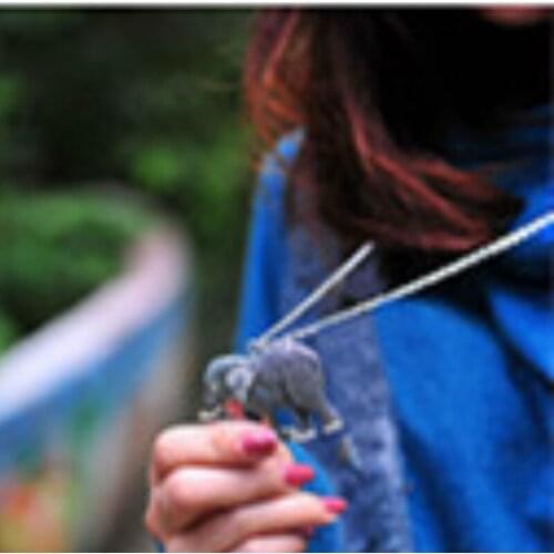 @ Special Korea Wholesale Small Wholesale New Retro Elephant Carved Elephant Long Necklace Necklaces & Pendants