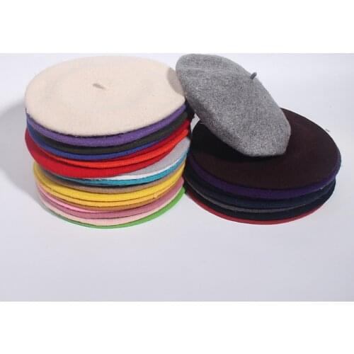 Lolita Beret Hat Women British Retro Woolen Wool Beret Painter Cap Adult Autumn Winter Warm Hat Explosion Models Fashion Solid