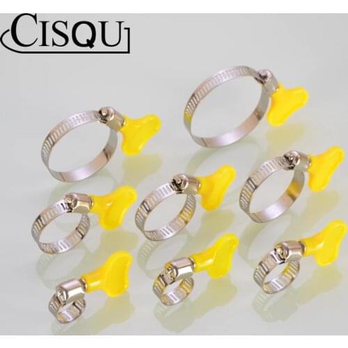 Free shipping 30pcs 8mm-12mm/10-16mm/13-19mm/16-25mm/19-29mm Type Hose Clamps with handle,304 Stainless steel hose Clamp Hoop P