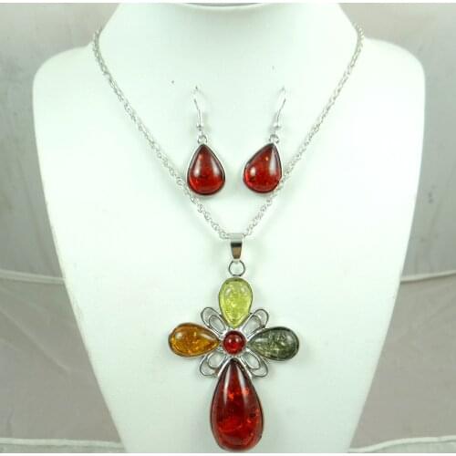 Free shipping Fashion Precious Modernist TEARDROP GOLDEN HONEY PRESSED AMBERS NECKLACE jewellery making C7