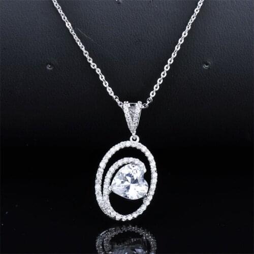 Free Shipping Wholesale Love Shaped Jewelry CZ Pendant Fashion Necklaces For Women 2014 GLD0681