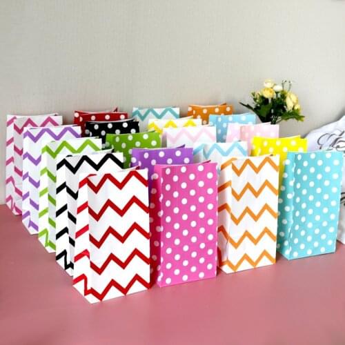 New paper bag Stand up Wave colored paper bags 24x13x8cm Favor Open Top Gift Packing paper Treat gift Bag wholesale