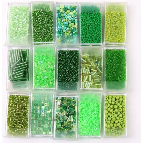 1 Box Green Glass Seedbeads Multi Size Czech Spacer Round Square Beads For DIY Handmade Bracelet Necklace Beaded Accessories
