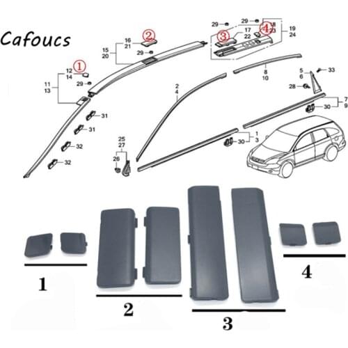 Cafoucs One Set Black Car Roof Luggage Rack Cap Small Cover Fit For Honda CRV CR-V 2007 2008 2009 2010 2011 Only Cover