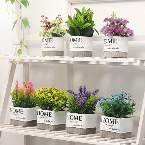 Nordic Decoration Fake Plants Greenery Artificial Plants with Pot Jungle Party Desktop House Plants Bonsai Home Garden Decor