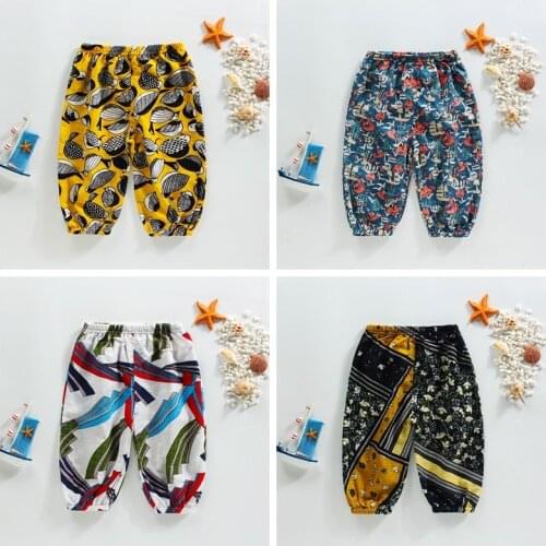 9m-7y Baby Harlem Pants Kids Fashion Loose Pants Boys Cotton Anti-mosquito Pants Girls Summer Thin Pants